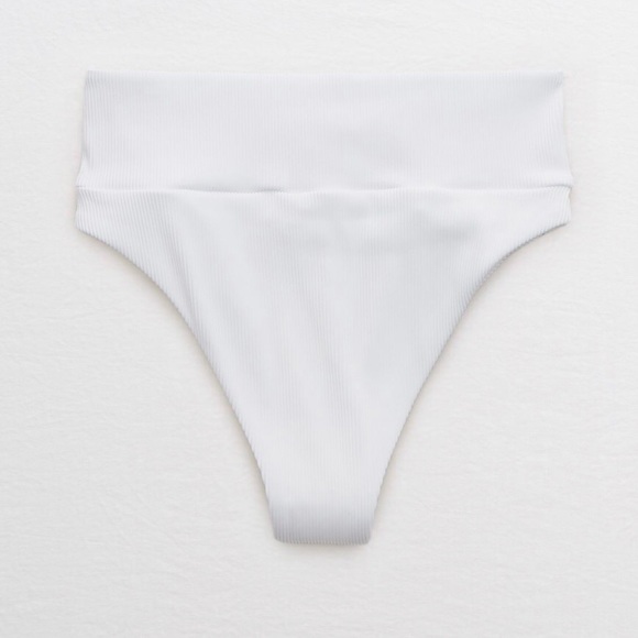 NEW [Aerie] white ribbed high cut bikini bottom 🤍 - Picture 5 of 14